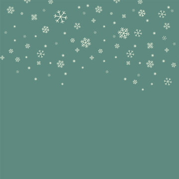 Falling down confetti background. Christmas border, snowflake border. Christmas backdrop. Celebration Christmas, New Year or birthday party repeating backdrop. Vector