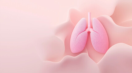 Fototapeta premium 3D-Lunge auf Pastellhintergrund: Medizinisches Konzeptbild. Anatomische Grafik für Gesundheitswesen. Modernes Design, Atemwegsillustration. Pulmonologie-Visualisierung