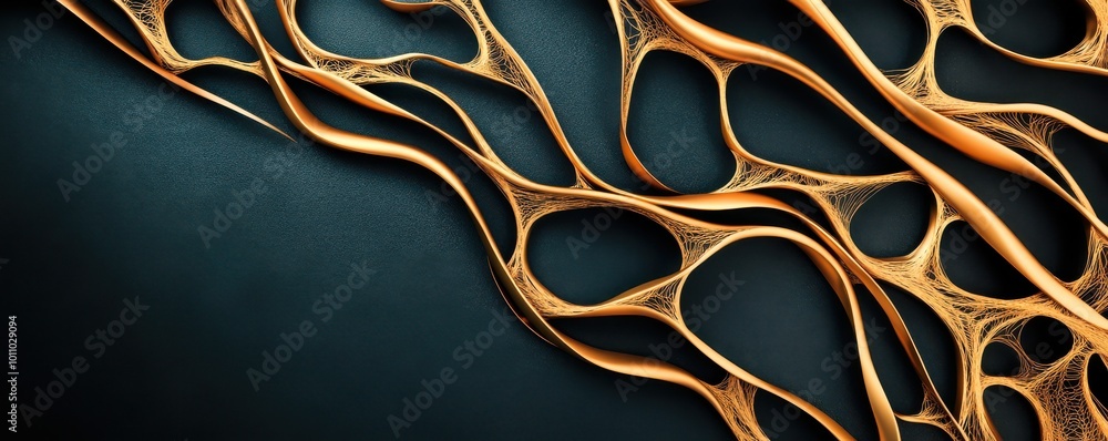 Poster abstract design featuring intricate golden lines against a dark background, creating a stunning visu