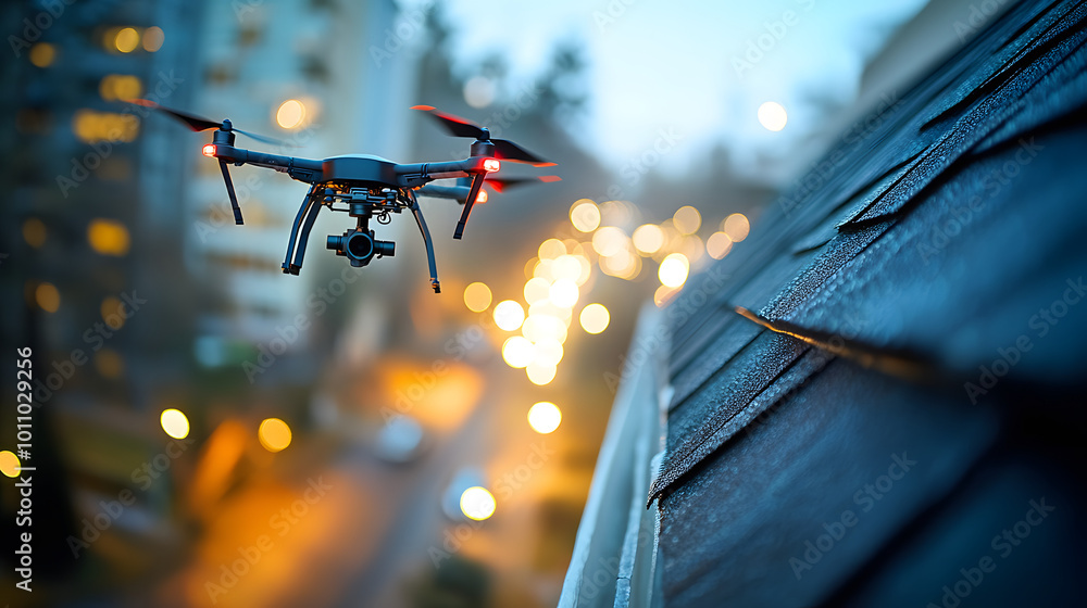 Wall mural High-Tech Gutter Check: Drone in Action