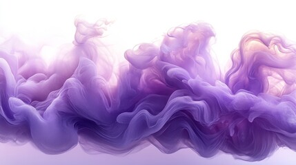 Fototapeta premium Flowing Purple Silk Drapes Elegantly Against a White Backdrop in Soft, Luminous Light