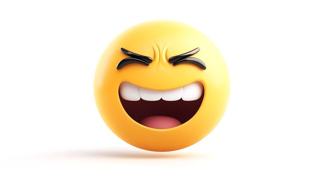 3D Laughing Yellow Face Emoji