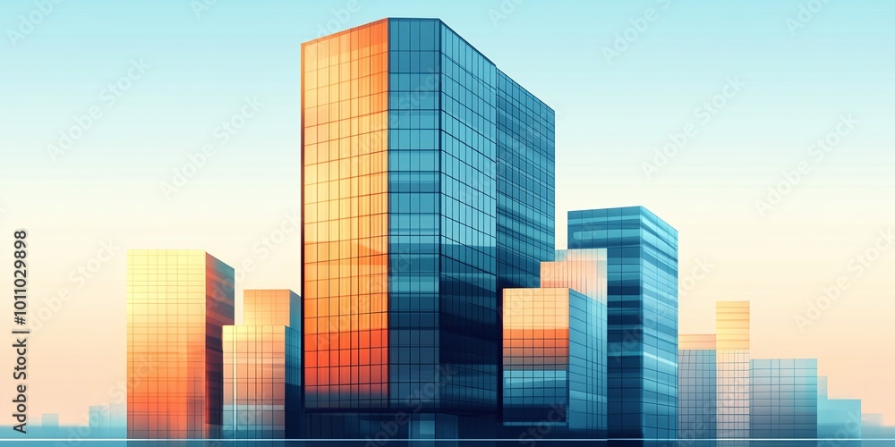 Poster abstract architecture with building angles and geometric forms, modern cityscape background with fut
