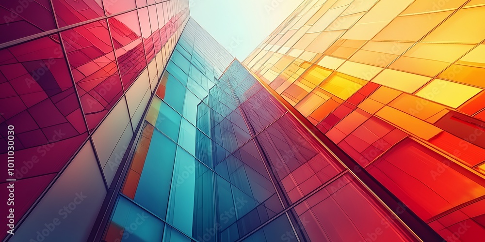 Poster abstract architecture with building angles and geometric forms, modern cityscape background with fut