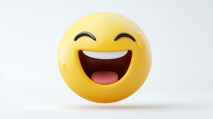 Fototapeta premium 3D Laughing Yellow Face Emoji