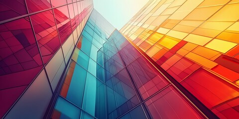 Obraz premium abstract architecture with building angles and geometric forms, modern cityscape background with futuristic design, innovative patterns and urban structure in creative architectural perspective