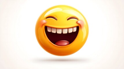 Naklejka premium 3D Laughing Yellow Face Emoji