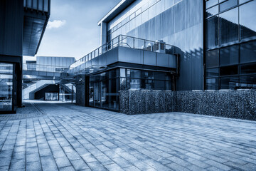 Contemporary Urban Architecture in Monochrome Blue Tones