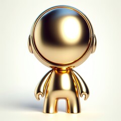 a cute and cool gold shinny metallic futuristic Alien AI character