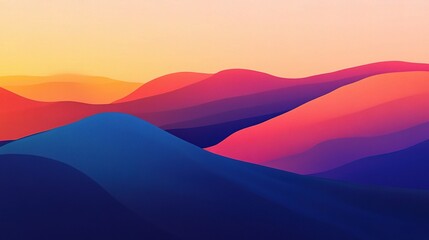 Abstract Colorful Landscape with Smooth Curves