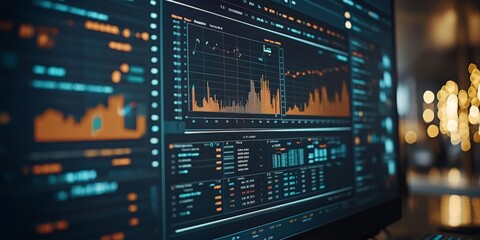 Business Financial Dashboard Displaying Stock Market Data for Analytics and Investment Research