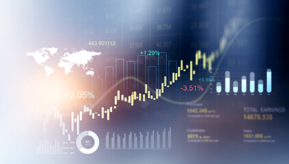Fototapeta premium Financial marketing graph and profit stock market.Analyzing data sales and financial graph chart. Business development strategy,analysis and planning.