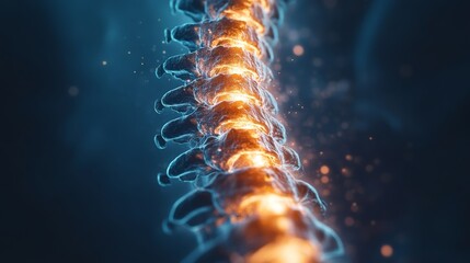 Digital Spine Model Highlighting Nerve Pain and Medical Issues