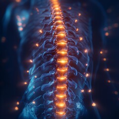 Digital Spine Model Highlighting Nerve Pain and Medical Issues