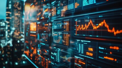 Obraz premium Business Financial Dashboard Displaying Stock Market Data for Analytics and Investment Research