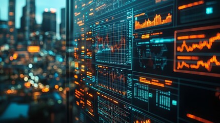 Obraz premium Business Financial Dashboard Displaying Stock Market Data for Analytics and Investment Research