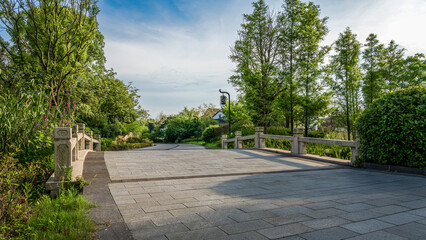 Tranquil Stone Bridge in Lush Parkland