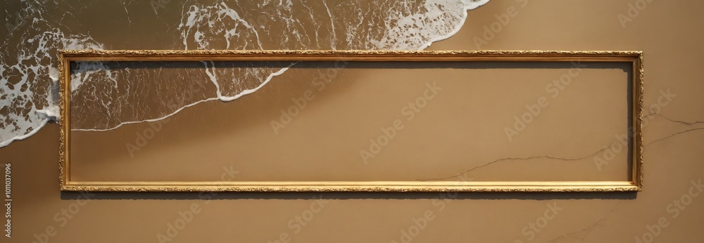 Aufkleber mesmerizing aerial view of a beach with a golden rectangle casting a shadow on the sand. the waves g