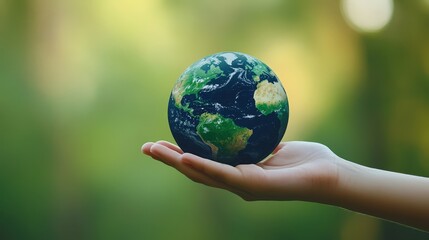 Hand Holding Globe Symbolizing Environmental Care