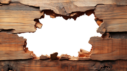 Wooden Plank with Large Hole on transparent background