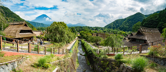 Saiko Iyashi no Sato Nenba, traditional village with Mount Fuji view, in Fujikawaguchiko, Saiko,...