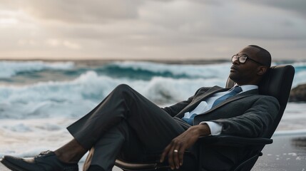 businessman on the beach