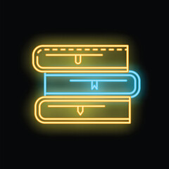 Neon sign illustrating a stack of three books, symbolizing learning, knowledge, and education