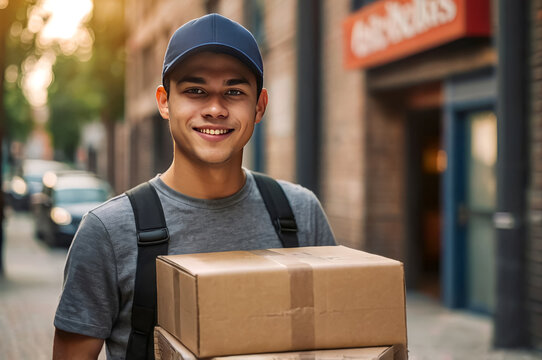 Young guy delivery man.
