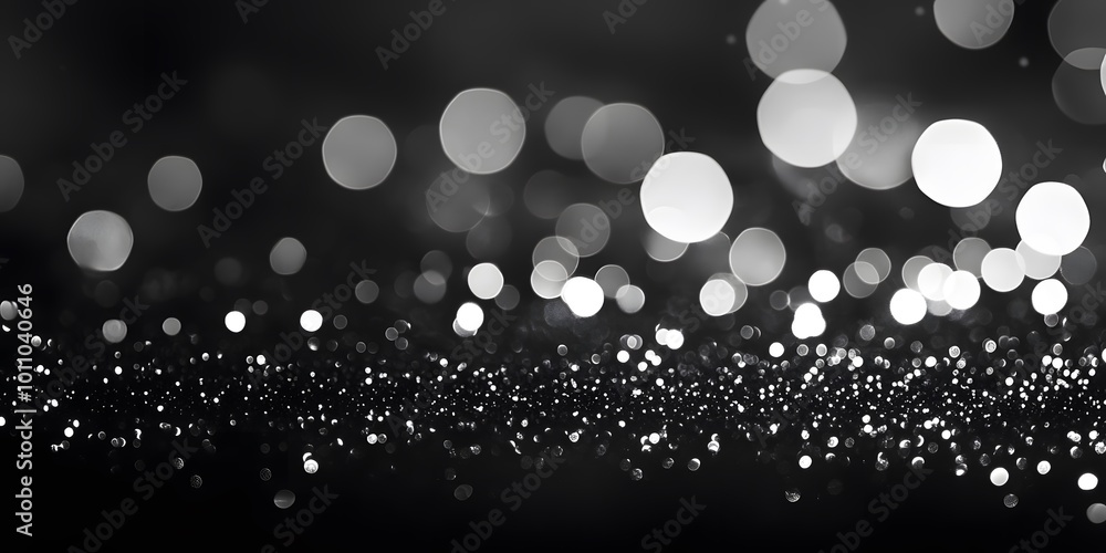 Poster black foil with a sparkling effect creating a festive black and white textured party background, gen