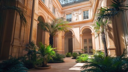 The peaceful courtyard of the Muse Jacquemart-Andr with its stunning architecture.