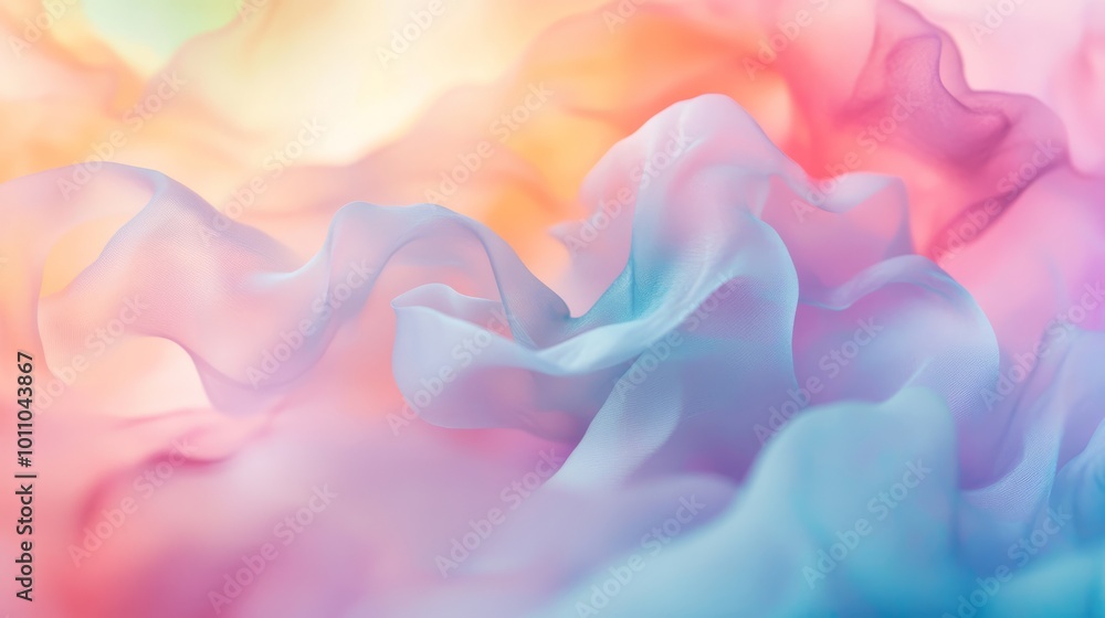 Poster soft pastel abstract background with gentle, flowing shapes and light colors creating a calming and 