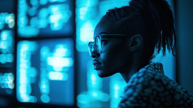 Young Woman in a High-Tech Server Room
