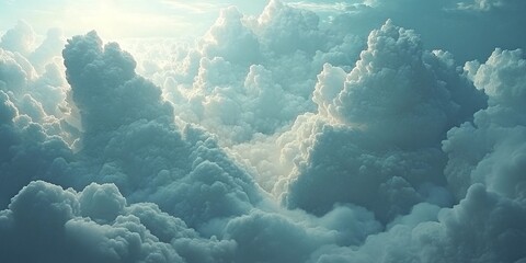 blue sky with fluffy white clouds creating a soft and peaceful atmosphere, perfect for sky backgrounds, nature themes, and serene weather scenes with ample copy space