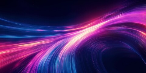 Fototapeta premium Abstract wallpaper featuring sleek neon waves and curves in a vibrant blend of purple, blue, and pink