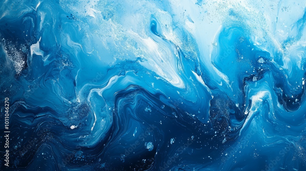 Poster abstract blue background with gradient shades and smooth wave patterns, modern digital art design pe