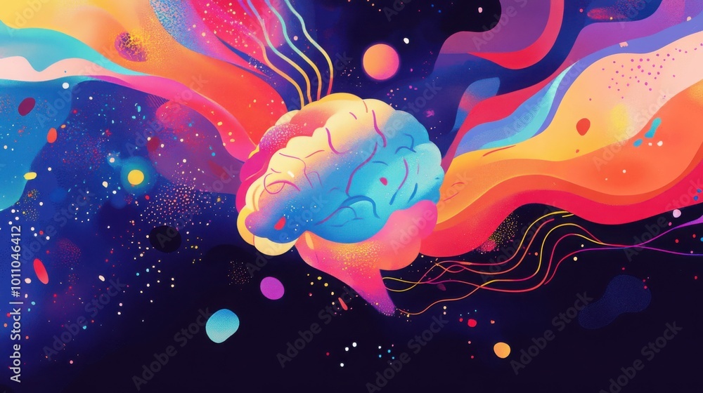 Poster thoughts and data flowing between a human and an ai brain