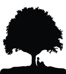 A two Tree Black Silhouette Vector Illustration