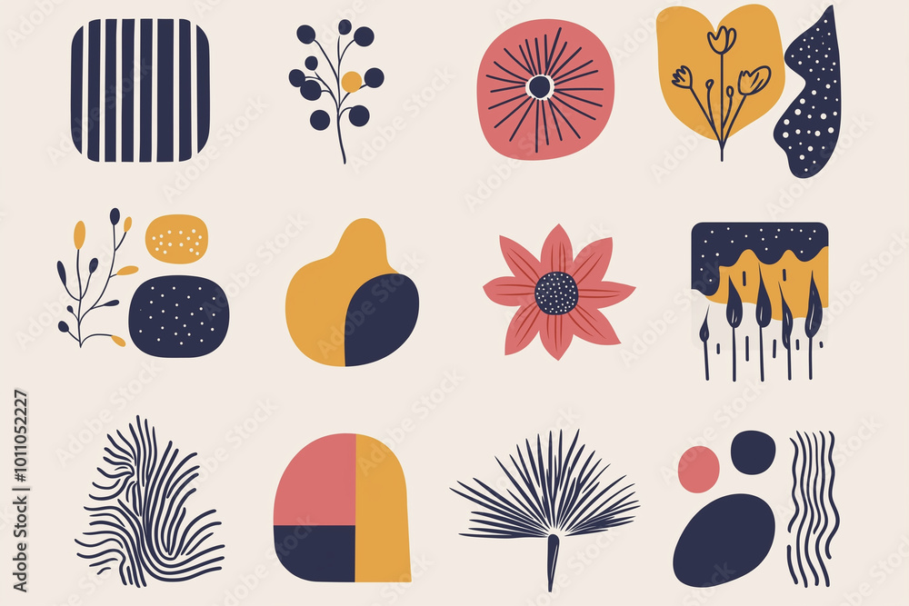 Poster set of abstract retro geometric shapes vector.