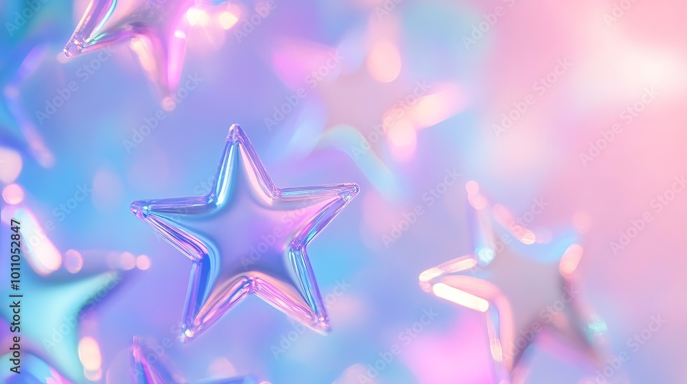 Canvas Prints dreamy abstract star holographic background with soft blurred glowing pastel gradient, ideal for mod