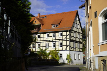 Listed building, Markt 1. in Wehlen, Saxon Switzerland, Germany.
