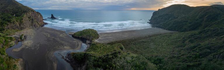 Aerial: Anawhata Beach, West Coast, New Zealand