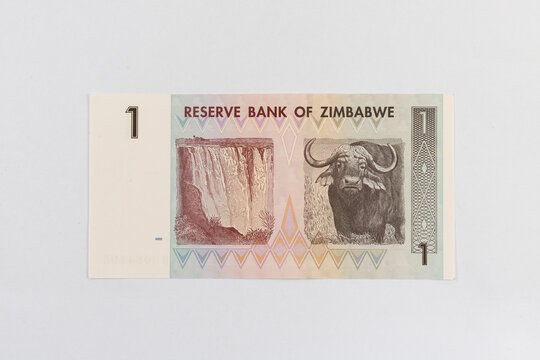 Zimbabwe One Dollar Bill Highlighting Victoria Falls (Mosi-oa-Tunya) and Water Buffalo