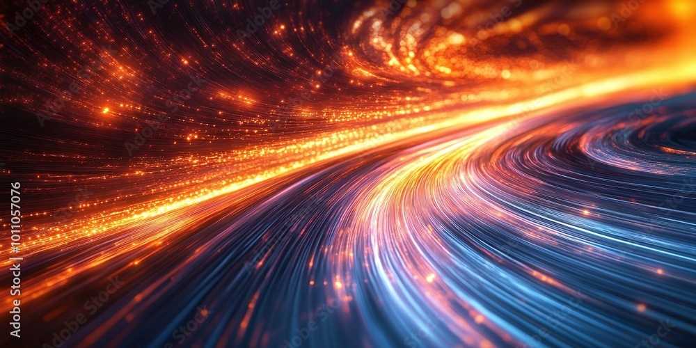 Poster glowing energy light lines flow with vibrant and electric motion, highlighting the dynamic flow of l