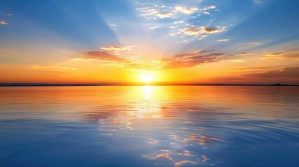 Fototapeta premium Serene Sunset Over Calm Ocean Waters