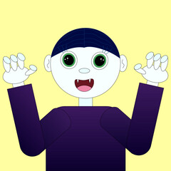 Cartoon vampire character with a playful expression, ideal for Halloween-themed projects, kids designs, and spooky holiday art.