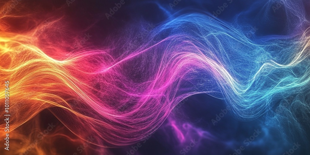Poster glowing energy light lines flow with vibrant and electric motion, highlighting the dynamic flow of l