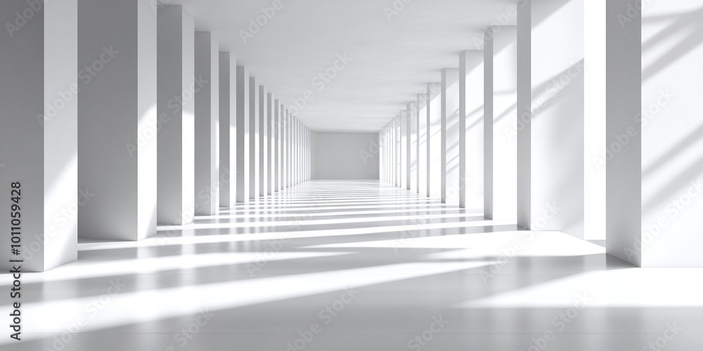 Poster abstract white background with 3d light and smooth textures, providing a minimal and clean space for