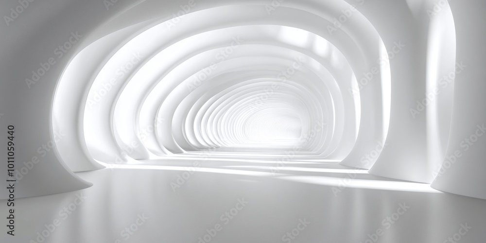 Poster abstract white background with 3d light and smooth textures, providing a minimal and clean space for