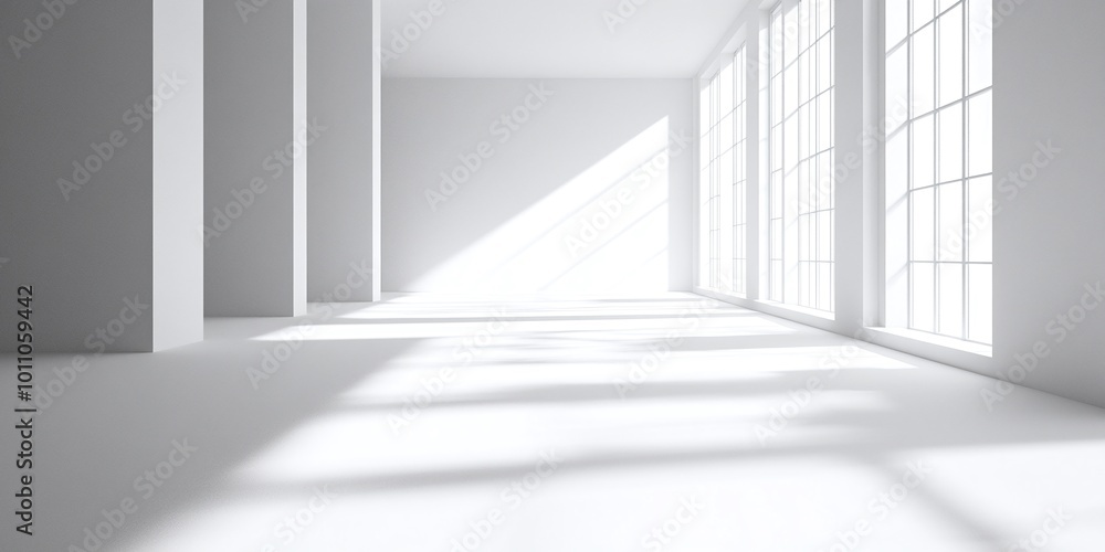 Poster abstract white background with 3d light and smooth textures, providing a minimal and clean space for