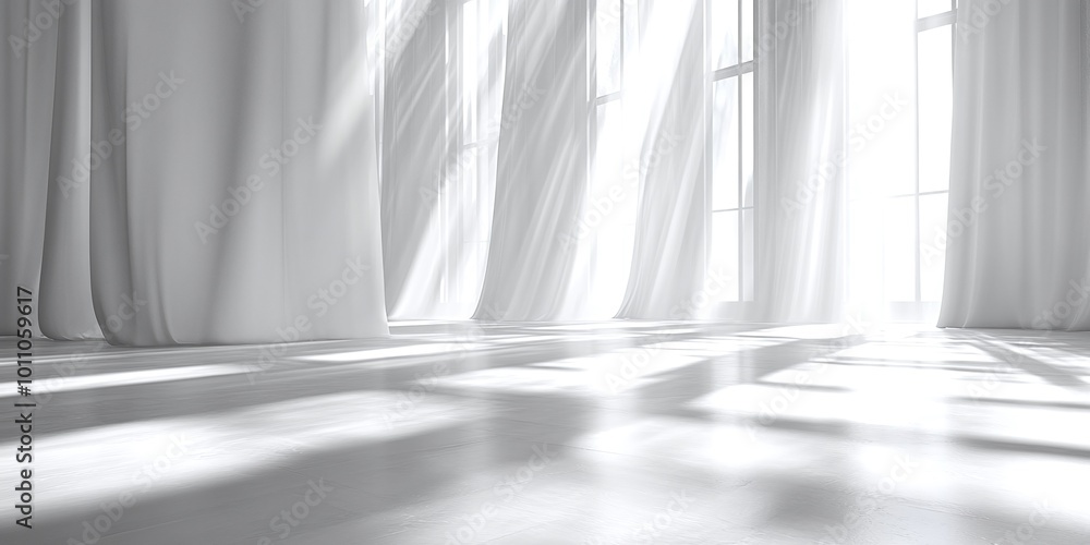Poster abstract white background with 3d light and smooth textures, providing a minimal and clean space for